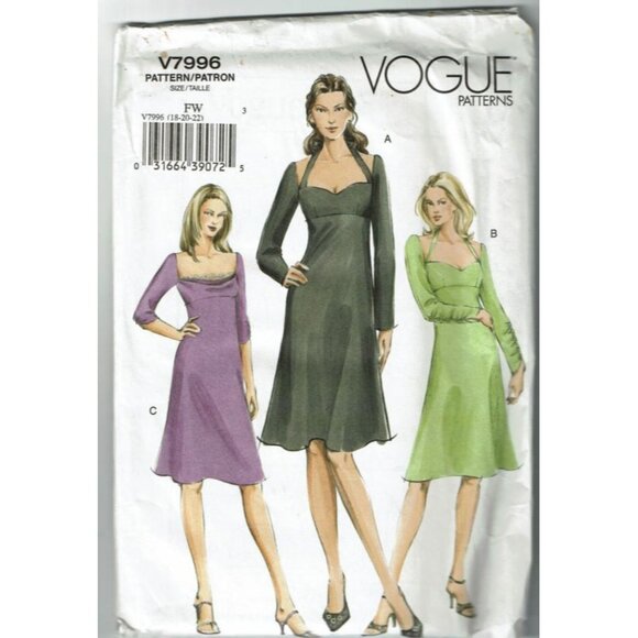 Vogue Sewing Pattern 7996 Dress Womens Petite Size 18-22 - Picture 1 of 2